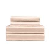 Royal Comfort Satin Sheet Set 4 Piece Fitted Flat Sheet Pillowcases - Queen - Champagne Pink