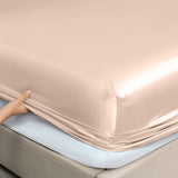 Royal Comfort Satin Sheet Set 4 Piece Fitted Flat Sheet Pillowcases - Queen - Champagne Pink
