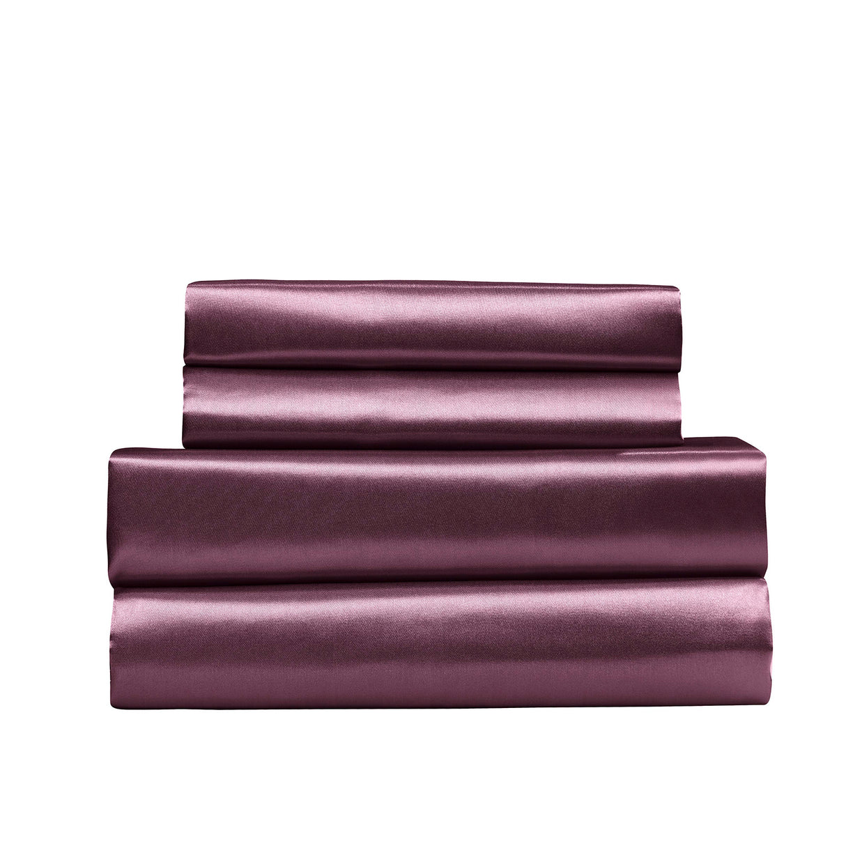 Royal Comfort Satin Sheet Set 4 Piece Fitted Flat Sheet Pillowcases - Queen - Malaga Wine