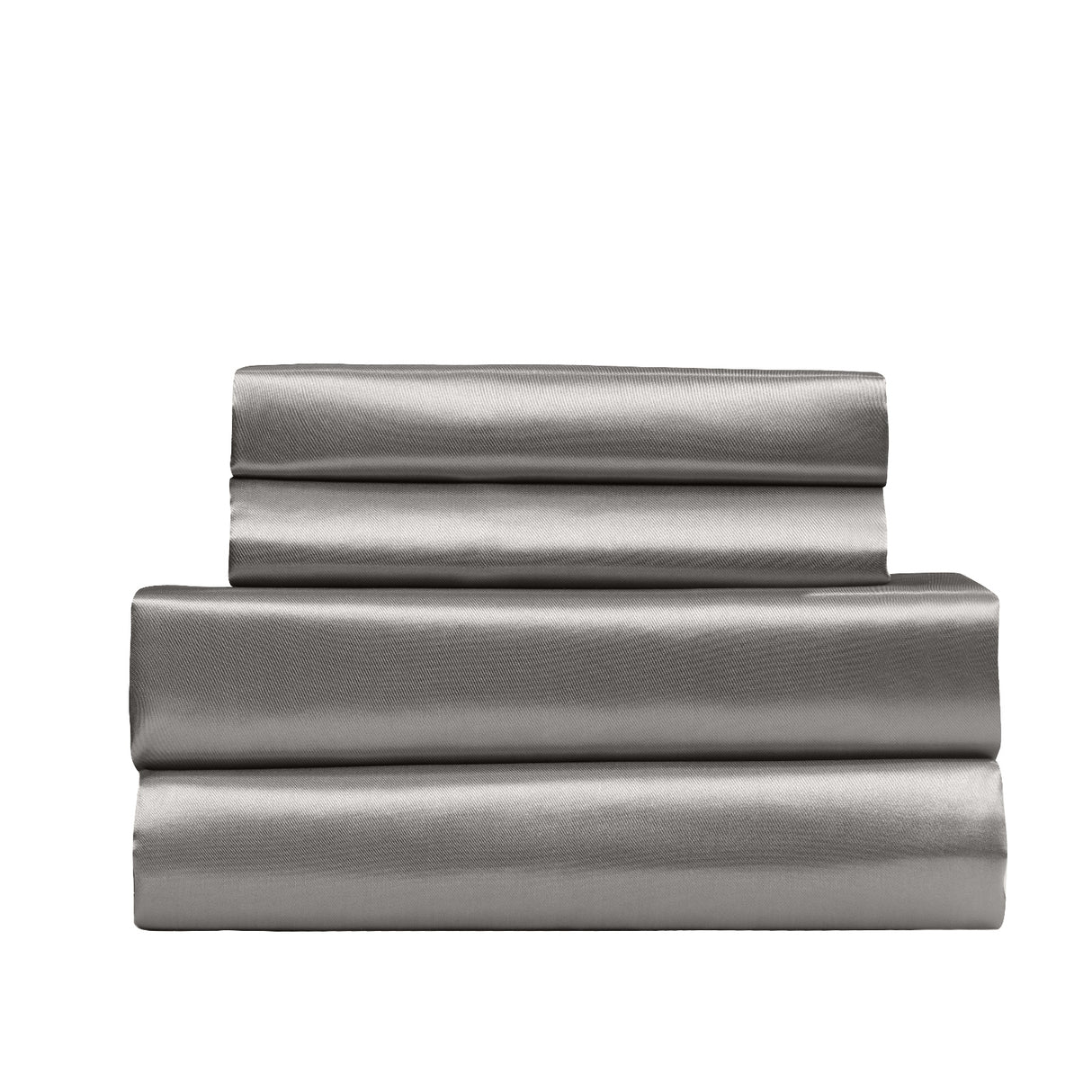 Royal Comfort Satin Sheet Set 4 Piece Fitted Flat Sheet Pillowcases - Queen - Charcoal