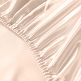 Royal Comfort Satin Sheet Set 4 Piece Fitted Flat Sheet Pillowcases - King - Champagne Pink