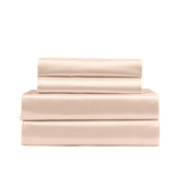 Royal Comfort Satin Sheet Set 4 Piece Fitted Flat Sheet Pillowcases  - King - Champagne Pink - 45-Degree Angle