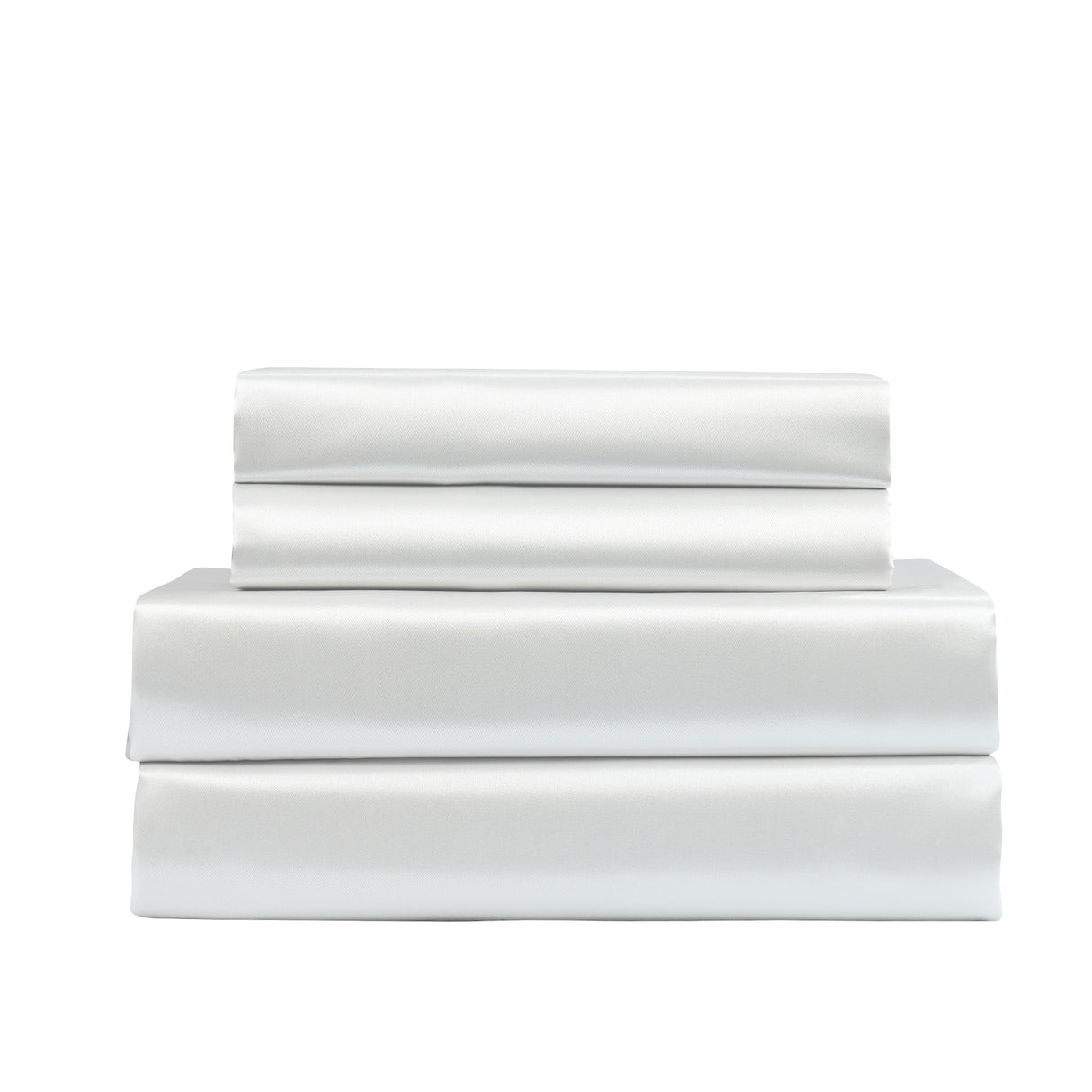 Royal Comfort Satin Sheet Set 4 Piece Fitted Flat Sheet Pillowcases - King - Silver