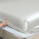 Royal Comfort Satin Sheet Set 4 Piece Fitted Flat Sheet Pillowcases  - King - Silver - Extra Image