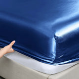 Royal Comfort Satin Sheet Set 4 Piece Fitted Flat Sheet Pillowcases  - King - Navy Blue - Extra Image