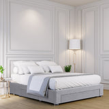 Milano Decor Palermo Bed Base with Drawers Upholstered Fabric Wood Grey - Double - Grey - Top-Down View