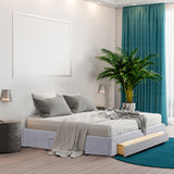 Milano Decor Palermo Bed Base with Drawers Upholstered Fabric Wood Grey - Double - Grey - 45-Degree Angle