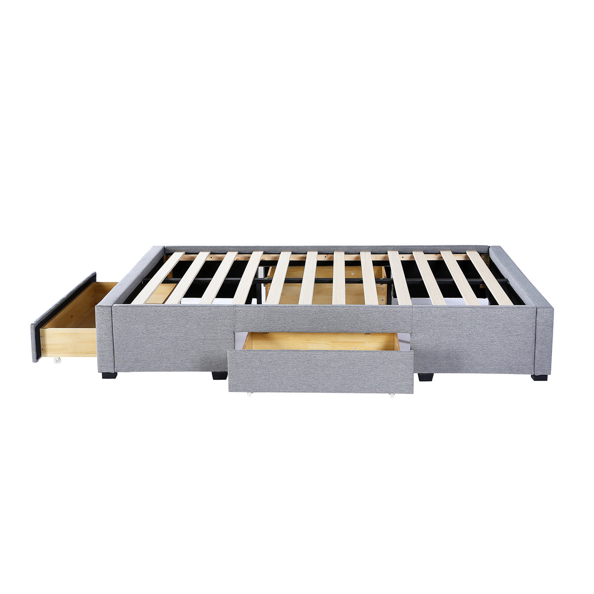 Milano Decor Palermo Bed Base with Drawers Upholstered Fabric Wood Grey - Double - Grey