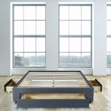 Milano Decor Palermo Bed Base with Drawers Upholstered Fabric Wood Charcoal - Double - Charcoal - Close-Up Angle