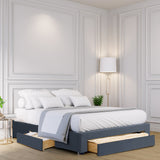 Milano Decor Palermo Bed Base with Drawers Upholstered Fabric Wood Charcoal - Queen - Charcoal - Front View