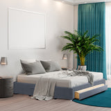 Milano Decor Palermo Bed Base with Drawers Upholstered Fabric Wood Charcoal - Queen - Charcoal - 45-Degree Angle