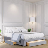Milano Decor Palermo Bed Base with Drawers Upholstered Fabric Wood Grey - King - Grey - Front View