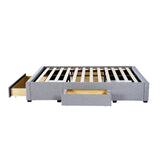 Milano Decor Palermo Bed Base with Drawers Upholstered Fabric Wood Grey - King - Grey - Low Angle