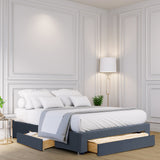 Milano Decor Palermo Bed Base with Drawers Upholstered Fabric Wood Charcoal - King - Charcoal - Front View