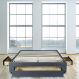 Milano Decor Palermo Bed Base with Drawers Upholstered Fabric Wood Charcoal - King - Charcoal - Close-Up Angle
