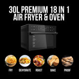 Kitchen Couture 30 Litre Air Fryer Oven 18 Presets 5-in-1 Multifunctional Black - Side View