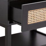 Casa Decor Tulum Rattan Bedside Table Drawers Table Nightstand Cabinet Black - Low Angle