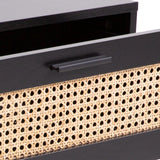 Casa Decor Tulum Rattan Bedside Table Drawers Table Nightstand Cabinet Black - Extra Image