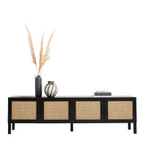 Casa Decor Tulum Rattan Entertainment Unit TV Stand Cabinet Storage Black