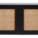 Casa Decor Tulum Rattan Entertainment Unit TV Stand Cabinet Storage Black - Close-Up Angle