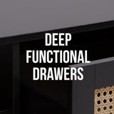 Casa Decor Tulum Rattan Coffee Table Storage Drawer Furniture Wooden Black - Extra Image