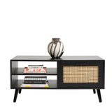 Casa Decor Tulum Rattan Coffee Table Storage Drawer Furniture Wooden Black - 45-Degree Angle