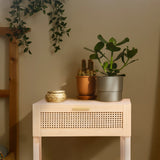 Casa Decor Santiago Rattan Bedside Table Drawers Table Nightstand Cabinet Oak - Top-Down View