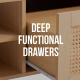 Casa Decor Santiago Rattan Console Table Entry Table Storage Hallway Wood Oak - Extra Image
