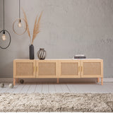 Casa Decor Santiago Rattan Entertainment Unit TV Stand Cabinet Storage Oak - Side View
