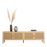 Casa Decor Santiago Rattan Entertainment Unit TV Stand Cabinet Storage Oak - Top-Down View