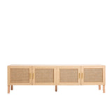 Casa Decor Santiago Rattan Entertainment Unit TV Stand Cabinet Storage Oak - Front View