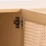 Casa Decor Santiago Rattan Entertainment Unit TV Stand Cabinet Storage Oak - Low Angle