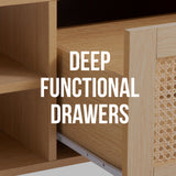 Casa Decor Santiago Rattan Coffee Table Storage Drawer Furniture Wooden Oak - Extra Image