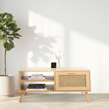 Casa Decor Santiago Rattan Coffee Table Storage Drawer Furniture Wooden Oak - Side View