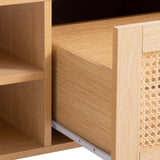 Casa Decor Santiago Rattan Coffee Table Storage Drawer Furniture Wooden Oak - Low Angle