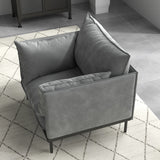Casa Decor Camilla Luxury Upholstered 1 Seater Sofa Armchair Light Grey - Rear View