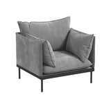 Casa Decor Camilla Luxury Upholstered 1 Seater Sofa Armchair Light Grey - Low Angle