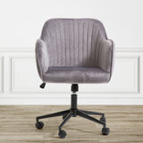 Casa Decor Arles Velvet Office Chair Mid Back Swivel Height Adjustable Grey - Side View