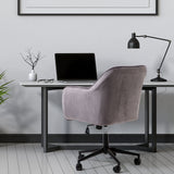 Casa Decor Arles Velvet Office Chair Mid Back Swivel Height Adjustable Grey - 45-Degree Angle