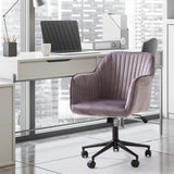 Casa Decor Arles Velvet Office Chair Mid Back Swivel Height Adjustable Grey - Rear View