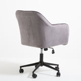 Casa Decor Arles Velvet Office Chair Mid Back Swivel Height Adjustable Grey - Low Angle