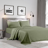 Kensington 1200 Thread Count 100% Egyptian Cotton Sheet Set Stripe - King - Olive - Side View