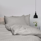 Royal Comfort Kensington 1200 Thread Count 100% Cotton Stripe Quilt Cover Set - Super King - Grey - 45-Degree Angle