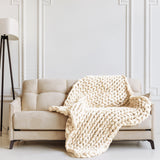 Royal Comfort Chunky Hand Knit Thick Weighted Blanket 6.3KG 203cm x 153cm - Cream