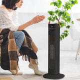 Pursonic Electric Ceramic Tower Heater Portable Oscillating Remote Control - Black - Front View