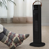 Pursonic Electric Ceramic Tower Heater Portable Oscillating Remote Control - Black - Side View