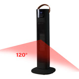 Pursonic Electric Ceramic Tower Heater Portable Oscillating Remote Control - Black - Close-Up Angle