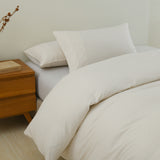 Royal Comfort Striped Flax Linen Blend Quilt Cover Set Soft Touch Bedding - Queen - Beige - 45-Degree Angle