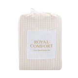 Royal Comfort Striped Flax Linen Blend Quilt Cover Set Soft Touch Bedding - Queen - Beige