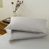 Royal Comfort Striped Flax Linen Blend Quilt Cover Set Soft Touch Bedding - Queen - Grey - Low Angle
